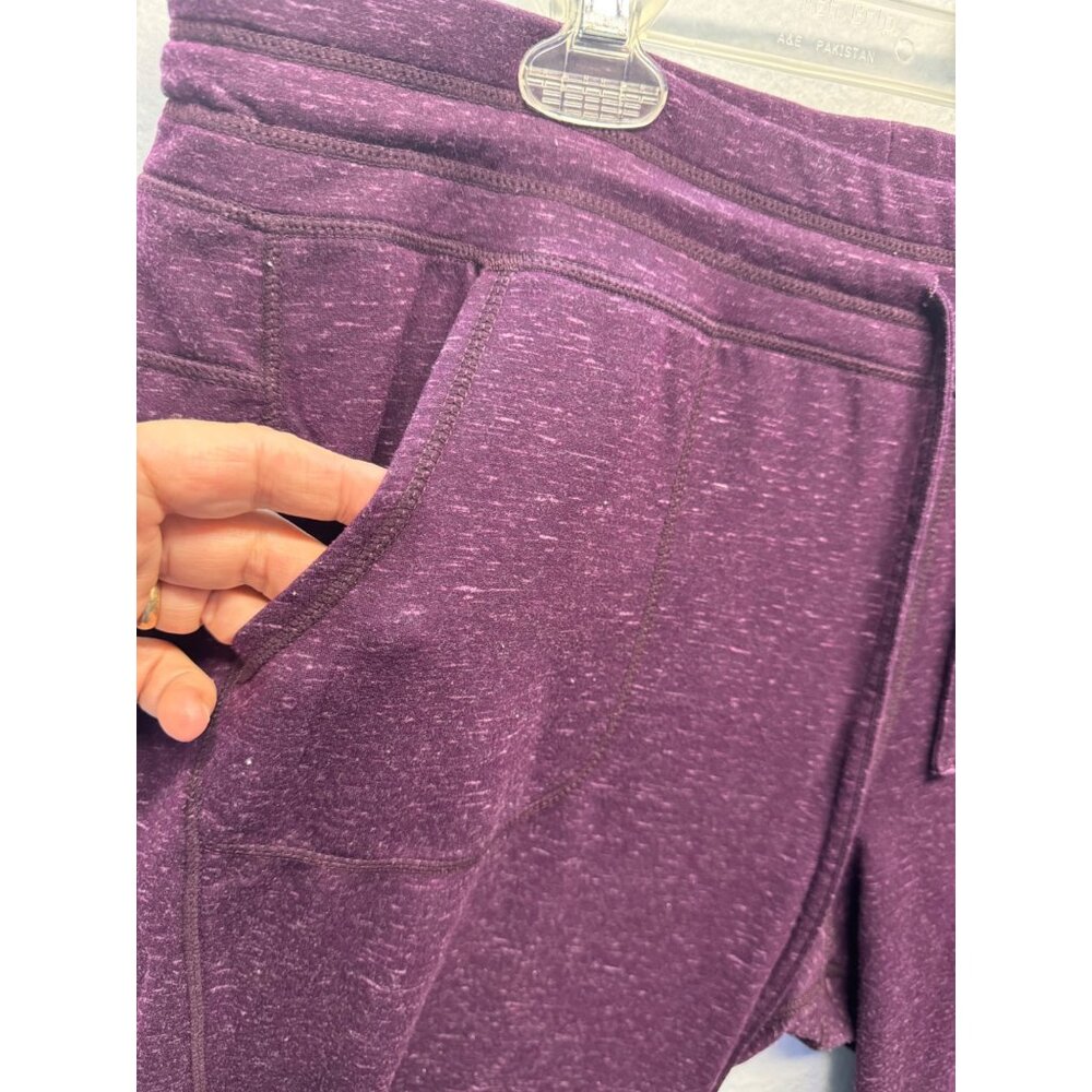 Womens Heathered Purple Jogger Pants Drawstring Waist Pockets Knit Loungewear - Picture 2 of 11